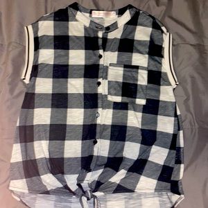 Tank flannel grey, white, and black.  Size- xs